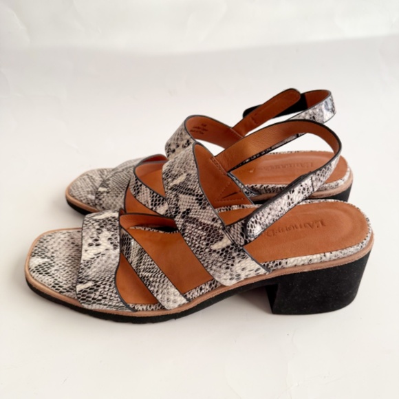 L'Amour Des Pieds Quesnel Snakeskin Print Leather Heels Sandals Size 9.5 - Picture 5 of 7